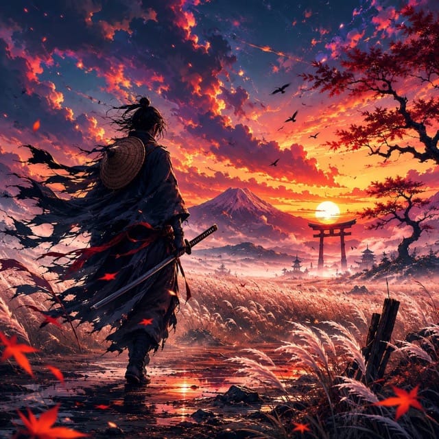 Generated night firefly samurai output detail